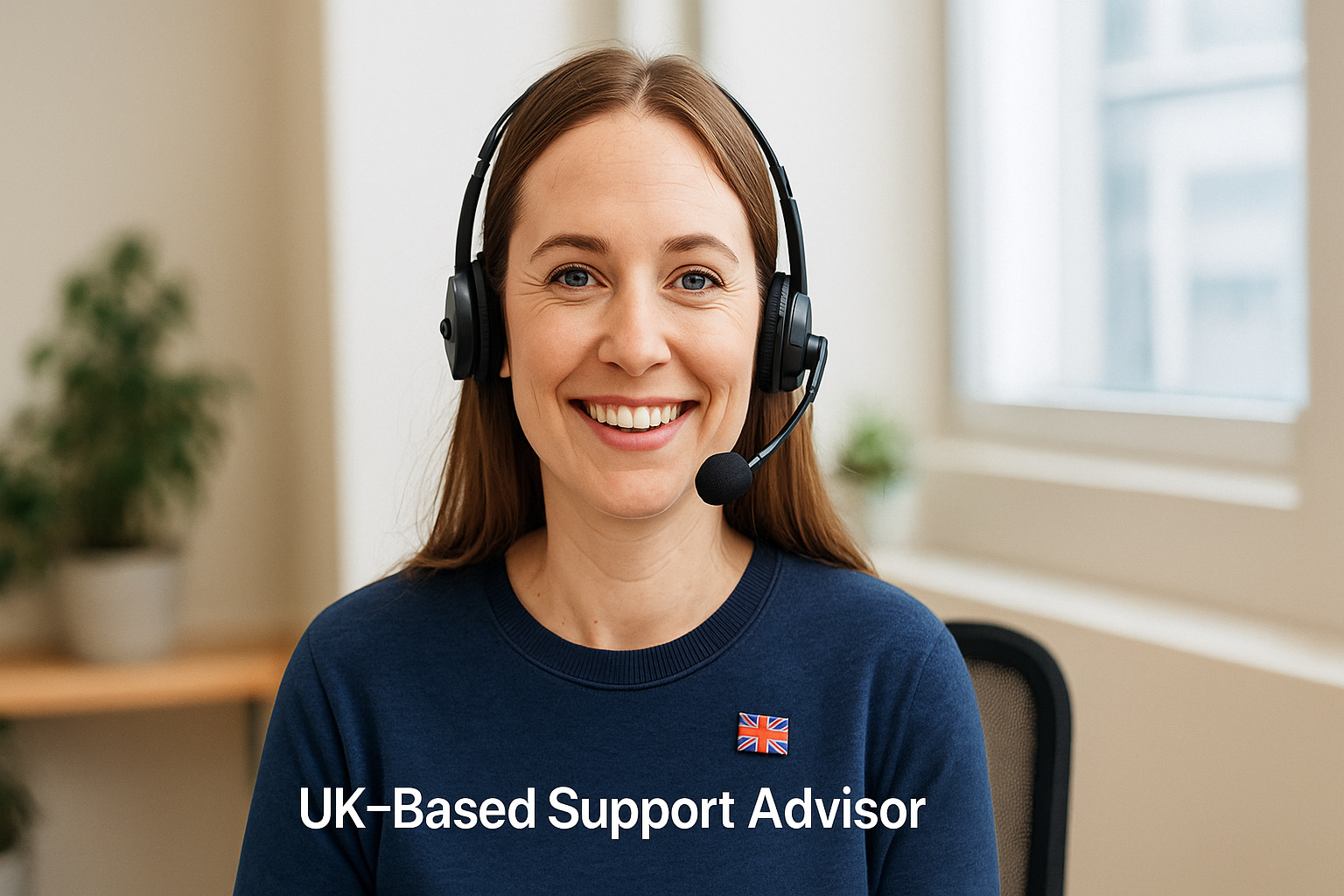 Friendly UK cybersecurity advisor talking to a caller
