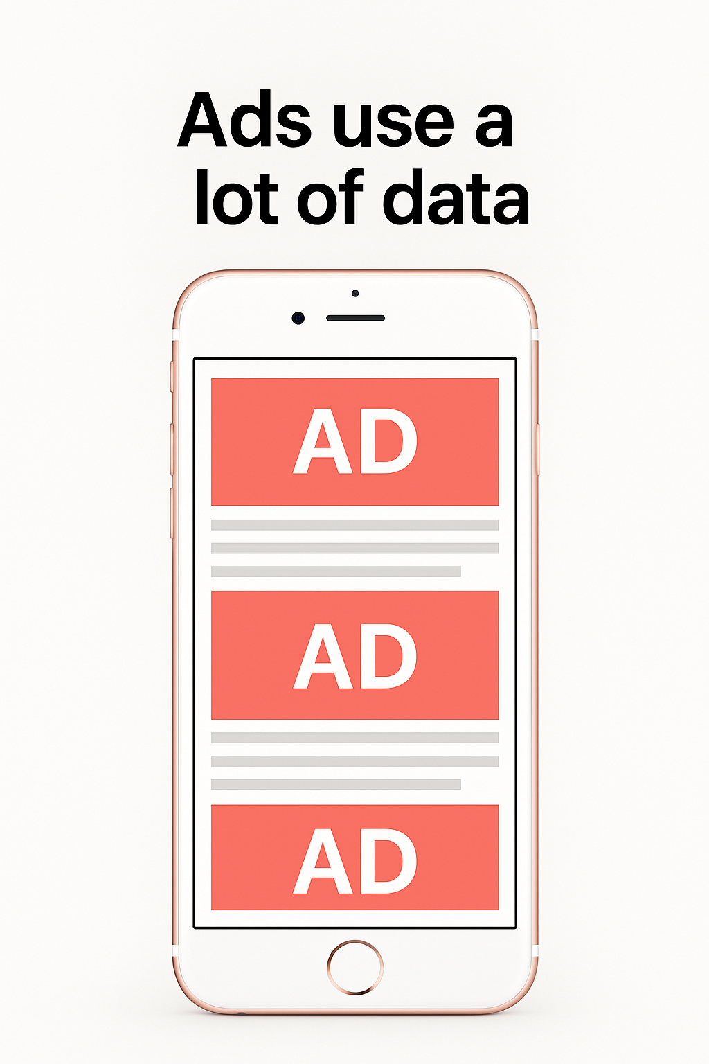 Phone view crowded with banners and panels