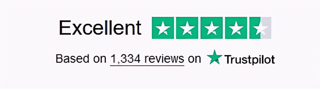 Excellent • based on 1,334 reviews on Trustpilot
