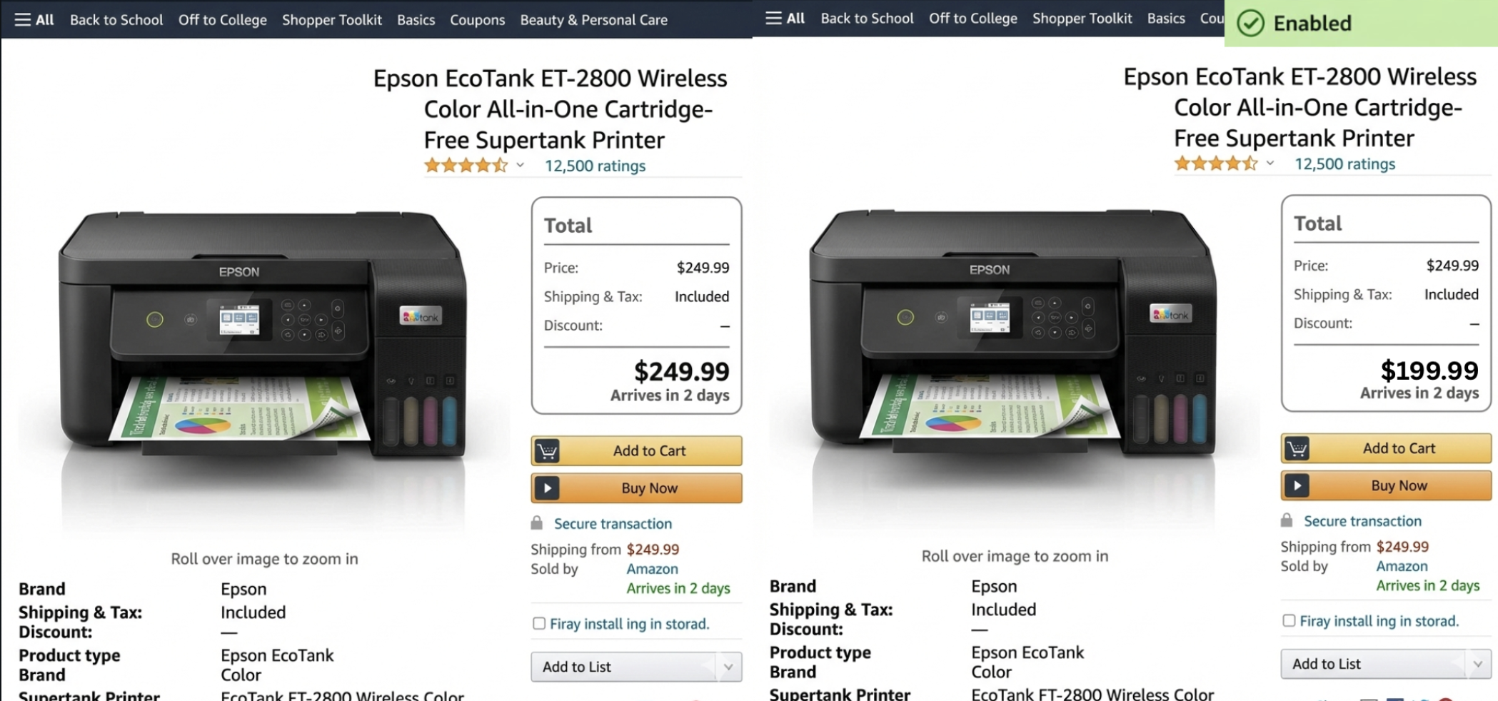 Price drop comparison